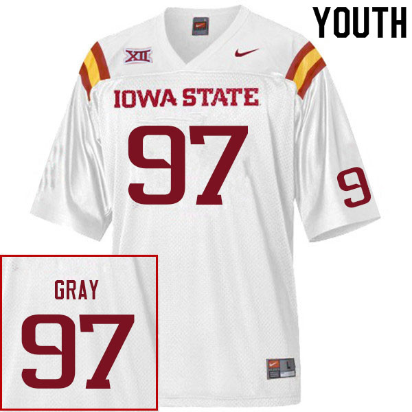 Iowa State Cyclones Youth #97 Jayden Gray Nike NCAA Authentic White College Stitched Football Jersey NN42Q60RT